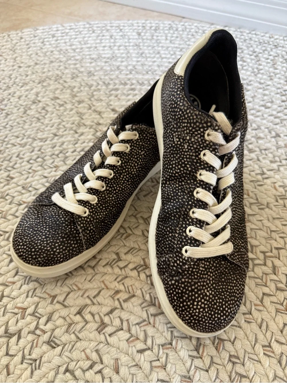 Tory Burch Women’s Howell Court Spotted Calf Hair Leather Sneakers 9.5